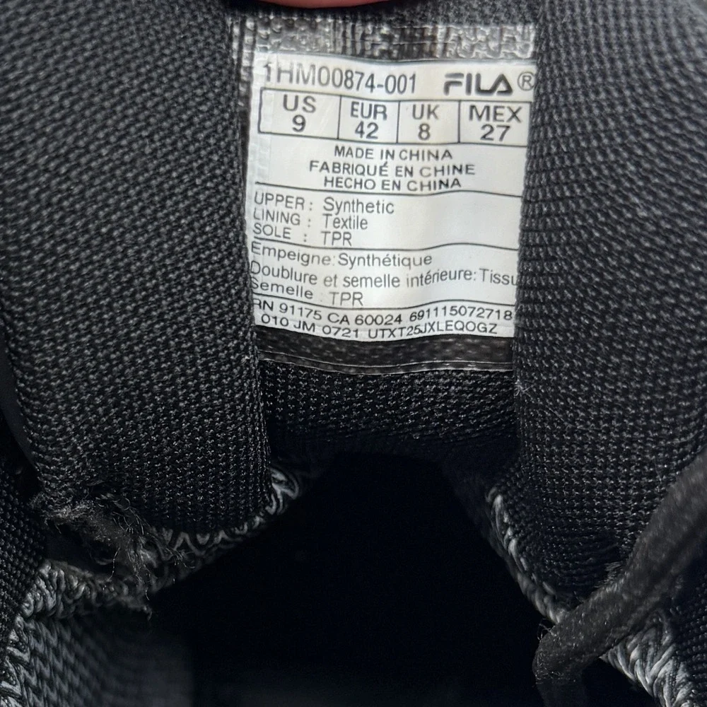 Fila Men's Size 9 Black Mid High Top Work Combat Boots 1HM00874-001